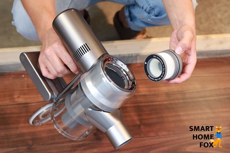 Removing the HEPA filter from the Dreame V11